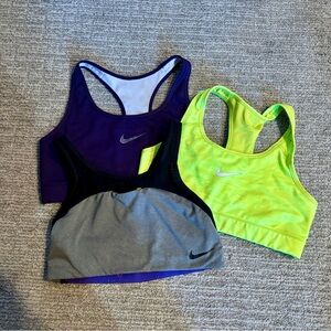 Nike Sports Bra Trio - Purple, Neon Yellow, Gray